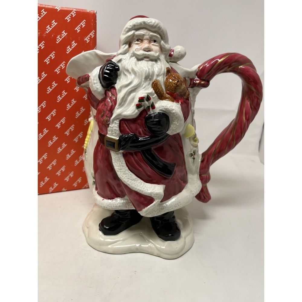 VTG 1987 Fitz And Floyd Santa Claus Christmas Pitcher 2 Qt. Original Box 11"x 9"